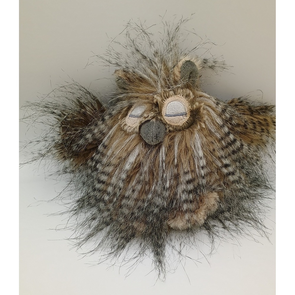 7" JACKIE CHINOCO Feathery Friends Whimsical Grey Tan Plush Owl B3